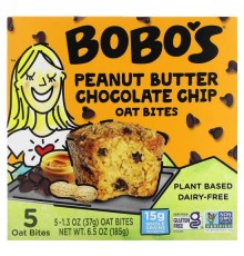 Bobo's Oat Bars, вівсяні шматочки з арахісовою пастою та шоколадними крихтами, 5 шматочків по 37 г (1,3 унції)