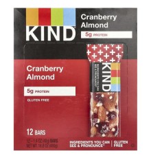 KIND Bars, журавлина й мигдаль, 12 батончиків по 40 г (1,4 унції).