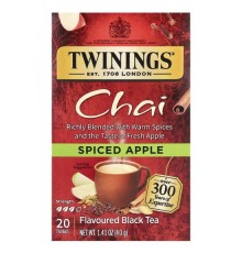 Twinings, чорний чай, чай із яблуком і прянощами, 20 чайних пакетиків, 40 г (1,41 унції)