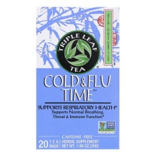 Triple Leaf Tea, трав’яний чай із застудою та грипом, без кофеїну, 20 чайних пакетиків, 30 г (1,06 унції)