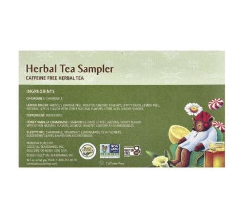 Celestial Seasonings, набір трав’яних чаїв, без кофеїну, 5 смаків, 18 чайних пакетиків, 31 г (1,1 унції)