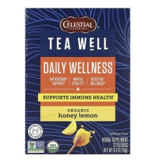 Celestial Seasonings, Tea Well, щоденне оздоровлення, органічний мед і лимон, без кофеїну, 12 чайних пакетиків по 1,6 г (0,06 унції)