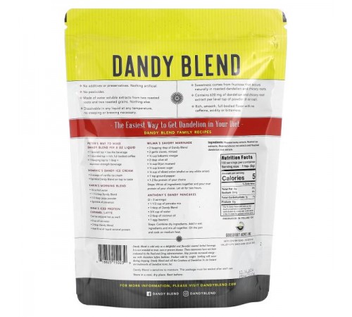 Dandy Blend, рослинний трав’яний напій із кульбабою, без кофеїну, 200 г (7,05 унції)