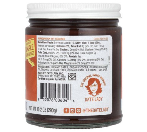 Date Lady, Chocolate Spread, 10.2 oz (290 g) Date Lady, Chocolate Spread, 10.2 oz (290 g)