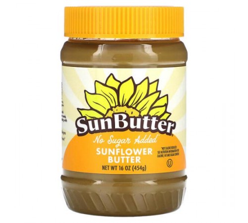 SunButter, соняшникова паста, без додавання цукру, 454 г (16 унцій)