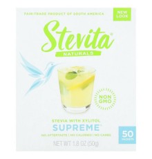 Stevita, Naturals, стевія з ксилітолом, вищий смак, 50 пакетиків, 50 г (1,8 унції)