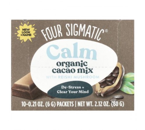 Four Sigmatic, органічна суміш какао з грибом рейші, Calm, 10 пакетиків по 6 г (0,21 унції) Four Sigmatic, органічна суміш какао з грибом рейші, Calm, 10 пакетиків по 6 г (0,21 унції)