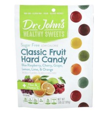 Dr. John's Healthy Sweets, Класична фруктова цукерка з клітковиною та вітаміном C, блакитна малина, вишня, виноград, лимон, лайм і апельсин, без цукру, 109 г (3,85 унції)