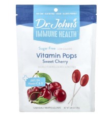 Dr. John's Healthy Sweets, Imune Health, вітаміни в комплексі + 200 % добової норми вітамінів C і D, черешня, без цукру, 14 льодяників в індивідуальній упаковці, 109 г (3,85 унції)