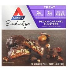 Atkins, Pecan Caramel Clusters, 10 Packs, 0.49 oz (14 g) Each