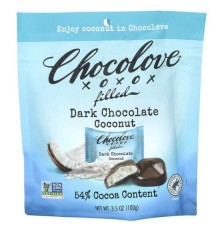 Chocolove, Чорний шоколад із начинкою, кокос, 54 % какао, 100 г (3,5 унції)