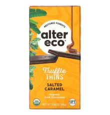 Alter Eco, Truffle Thins, органічний чорний шоколад, солона карамель, 84 г (2,96 унції)