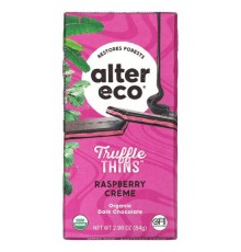 Alter Eco, Truffle Thins, батончик органічного чорного шоколаду, малиновий крем, 84 г (2,96 унції)