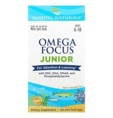 Nordic Naturals, Omega Focus Junior, добавка з омега-кислотами для дітей віком 6–18 років, 120 мінікапсул