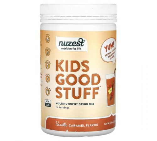Nuzest, Kids Good Stuff, мультинутрієнтна суміш для приготування напою, ванільна карамель, 225 г (7,9 унції) Nuzest, Kids Good Stuff, мультинутрієнтна суміш для приготування напою, ванільна карамель, 225 г (7,9 унції)
