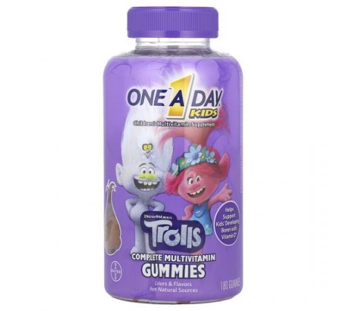 One-A-Day, Kids, Trolls, комплекс мультивітамінів для дітей, 180 жувальних таблеток у формі тролів One-A-Day, Kids, Trolls, комплекс мультивітамінів для дітей, 180 жувальних таблеток у формі тролів