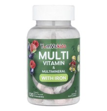 YumVs, Kids™, мультивітаміни та мультимінерали із залізом, виноград і ягоди, 120 жувальних таблеток