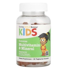 California Gold Nutrition, мультивітаміни й мікроелементи для дітей, без желатину, з натуральним смаком малини, 60 вегетаріанських жувальних мармеладок