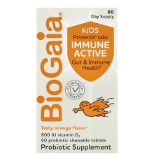 BioGaia, дитячий засіб для підтримки імунітету з лактобактеріями реутері та вітаміном D, смак апельсина, 60 жувальних таблеток із пробіотиками