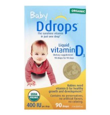 Ddrops, Baby, органічний вітамін D3 у рідкій формі, 400 МЕ, 90 крапель, 2,5 мл (0,08 рідк. унції)