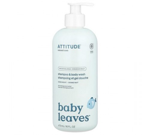 ATTITUDE, Baby Leaves Science, 2-In-1 Natural Shampoo & Body Wash, Almond Milk, 16 fl oz (473 ml) ATTITUDE, Baby Leaves Science, 2-In-1 Natural Shampoo & Body Wash, Almond Milk, 16 fl oz (473 ml)