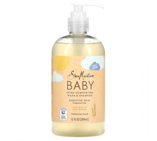 SheaMoisture, дитячий заспокійливий гель для душу й шампунь із вівсяним молоком і рисовою водою, без ароматизаторів, 384 мл (13 рідк. унцій) SheaMoisture, дитячий заспокійливий гель для душу й шампунь із вівсяним молоком і рисовою водою, без ароматизаторів, 384 мл (13 рідк. унцій)