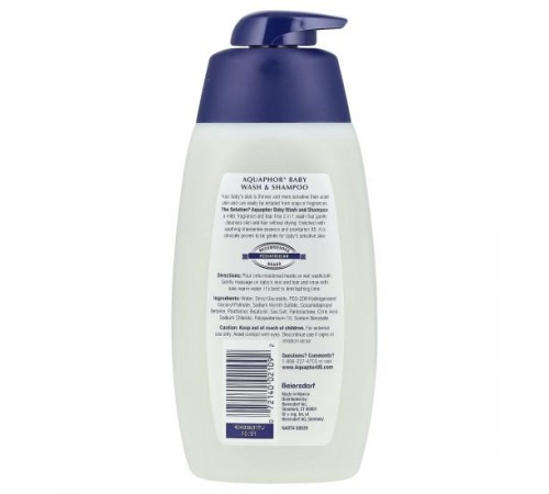 Aquaphor, дитяче миття та шампунь, без ароматизаторів, 500 мл (16,9 рідк. унції) Aquaphor, дитяче миття та шампунь, без ароматизаторів, 500 мл (16,9 рідк. унції)