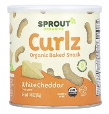 Sprout Organics, Curlz, білий чеддер, 42 г (1,48 унції)