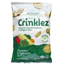 Sprout Organics, Crinklez, снек з нуту й овочів з чедером і шпинатом, для малюків від 12 місяців, 42 г (1,48 унції)