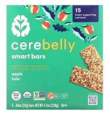 Cerebelly, Smart Bars, органічні батончики для малюків, яблуко й капуста, 5 батончиків по 24 г (0,84 унції)