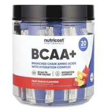 Nutricost, Performance, BCAA+, фруктовий пунш, 20 пакетиків по 13 г (0,5 унції)