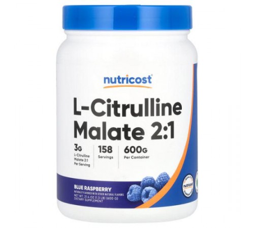 Nutricost, L-Citrulline Malate 2:1, Blue Raspberry, 1.3 lb (600 g)