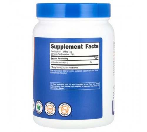 Nutricost, L-Citrulline Malate 2:1, Blue Raspberry, 1.3 lb (600 g)