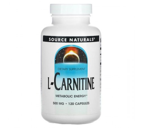 Source Naturals, L-карнітин, 500 мг, 120 капсул Source Naturals, L-карнітин, 500 мг, 120 капсул