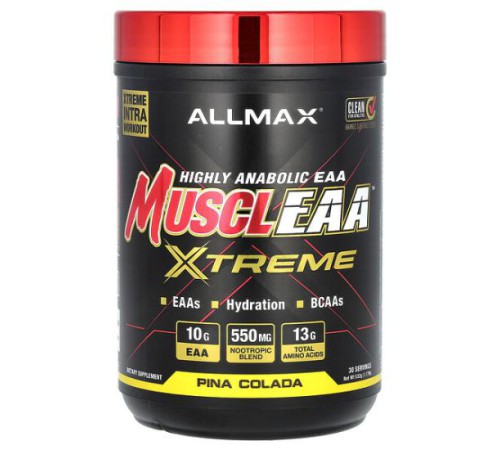 ALLMAX, MUSCLEAA™ Xtreme, піна колада, 532 г (1,17 фунта) ALLMAX, MUSCLEAA™ Xtreme, піна колада, 532 г (1,17 фунта)