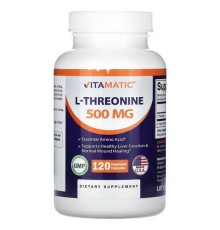 Vitamatic, L-треонін, 500 мг, 120 рослинних капсул