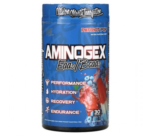 VMI Sports, Aminogenex, EAA/BCAA, Patriot Pop, 525 г (18,52 унції) VMI Sports, Aminogenex, EAA/BCAA, Patriot Pop, 525 г (18,52 унції)
