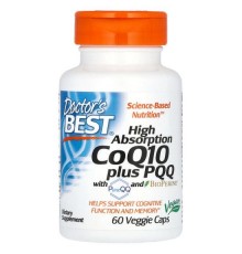 Doctor's Best, коензим Q10 з PQQ, з високим ступенем поглинання, 60 рослинних капсул