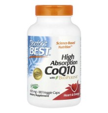 Doctor's Best, коензим Q10 з високим ступенем всмоктування з BioPerine, 400 мг, 180 веганських капсул
