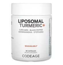 Codeage, Liposomal, ферментована куркума, чорний перець, куркумін, імбир, 90 капсул