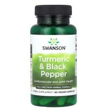 Swanson, Turmeric & Black Pepper, Cardiovascular and Joint Health, 60 Veggie Capsules