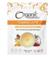 Organic Traditions, лате з куркумою, шафраном і пробіотиками, 150 г (5,3 унції)