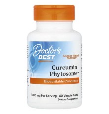 Doctor's Best, Curcumin Phytosome™, фітосоми куркуміну, 1000 мг, 60 веганських капсул (500 мг у капсулі)