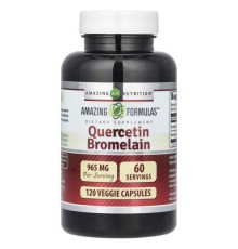 Amazing Nutrition, кверцетин, бромелаїн, 965 мг, 120 вегетаріанських капсул (482 мг в 1 капсулі)