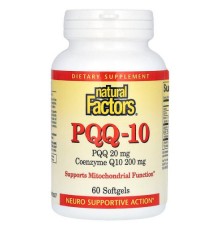 Natural Factors, PQQ-10, піролохінолінхінон 20 мг, коензим Q10 200 мг, 60 капсул