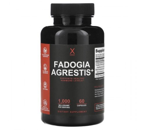 Humanx, Fadogia Agrestis+, комплекс із фадогією, 1000 мг, 60 капсул (500 мг у капсулі) Humanx, Fadogia Agrestis+, комплекс із фадогією, 1000 мг, 60 капсул (500 мг у капсулі)