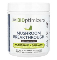 BIOptimizers, Mushroom Breakthrough, гриби й колаген, Chocolicious™, 558 г (19,7 унції)