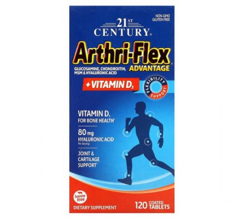 21st Century, Arthri-Flex Advantage, добавка для підтримки суглобів з вітаміном D3, 120 вкритих оболонкою таблеток