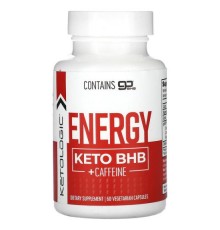 KetoLogic, Energy Keto, BHB і кофеїн, 60 вегетаріанських капсул