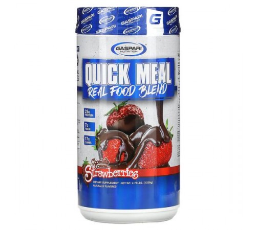 Gaspari Nutrition, Quick Meal, натуральна суміш, полуниця в шоколаді, 1250 г (2,75 фунта)